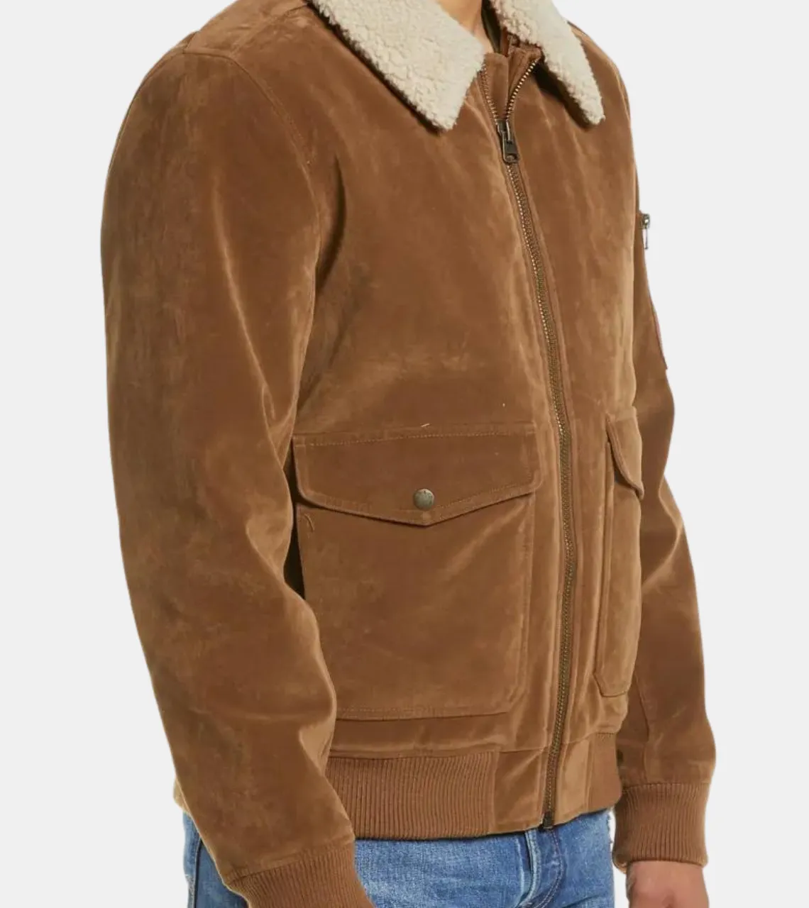 Leon Men's Brown Suede Leather Aviator Jacket