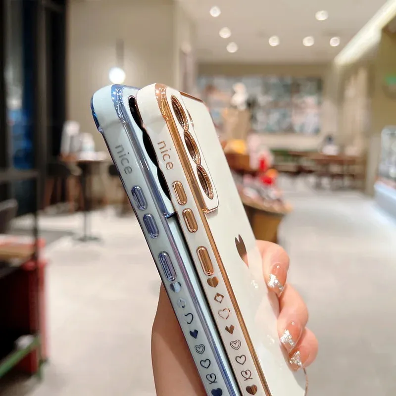 Luxury Plating Side Love Heart Design Slim Phone Case Samsung Galaxy