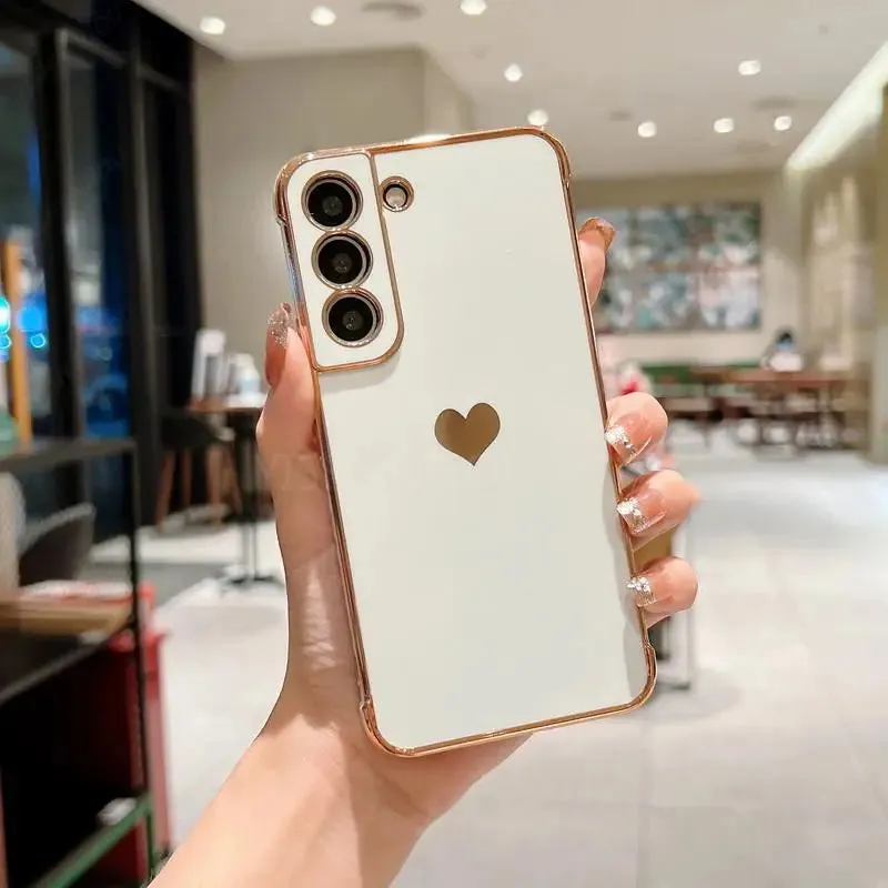 Luxury Plating Side Love Heart Design Slim Phone Case Samsung Galaxy