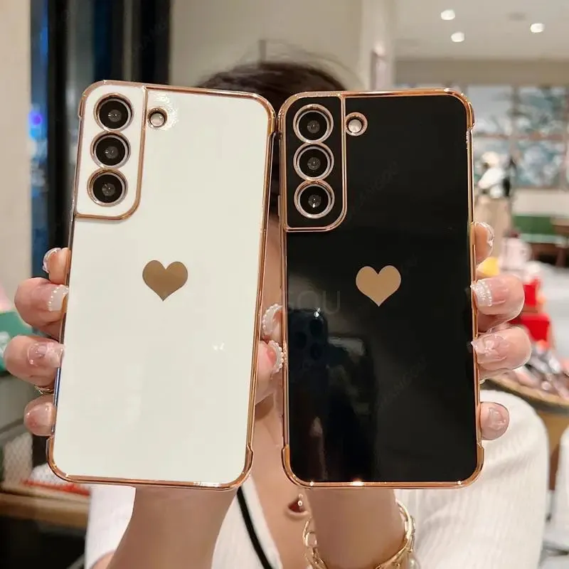 Luxury Plating Side Love Heart Design Slim Phone Case Samsung Galaxy