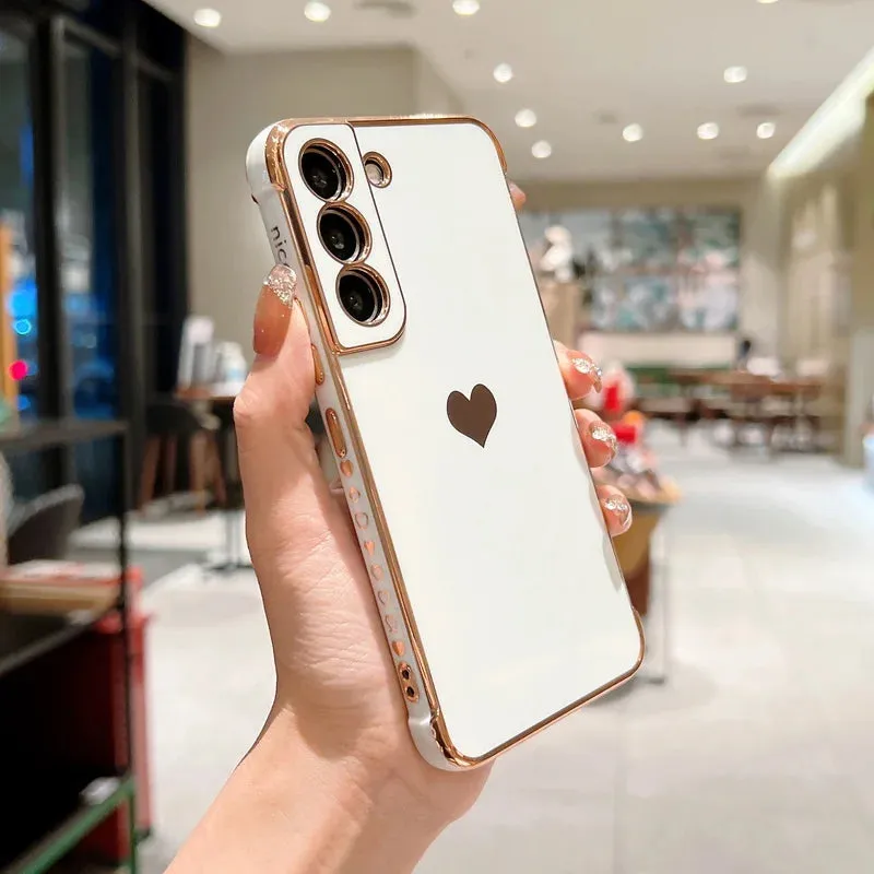 Luxury Plating Side Love Heart Design Slim Phone Case Samsung Galaxy