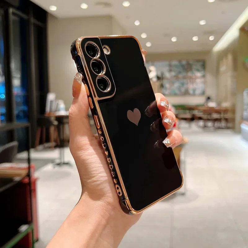 Luxury Plating Side Love Heart Design Slim Phone Case Samsung Galaxy