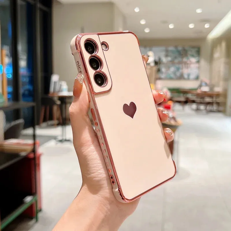 Luxury Plating Side Love Heart Design Slim Phone Case Samsung Galaxy