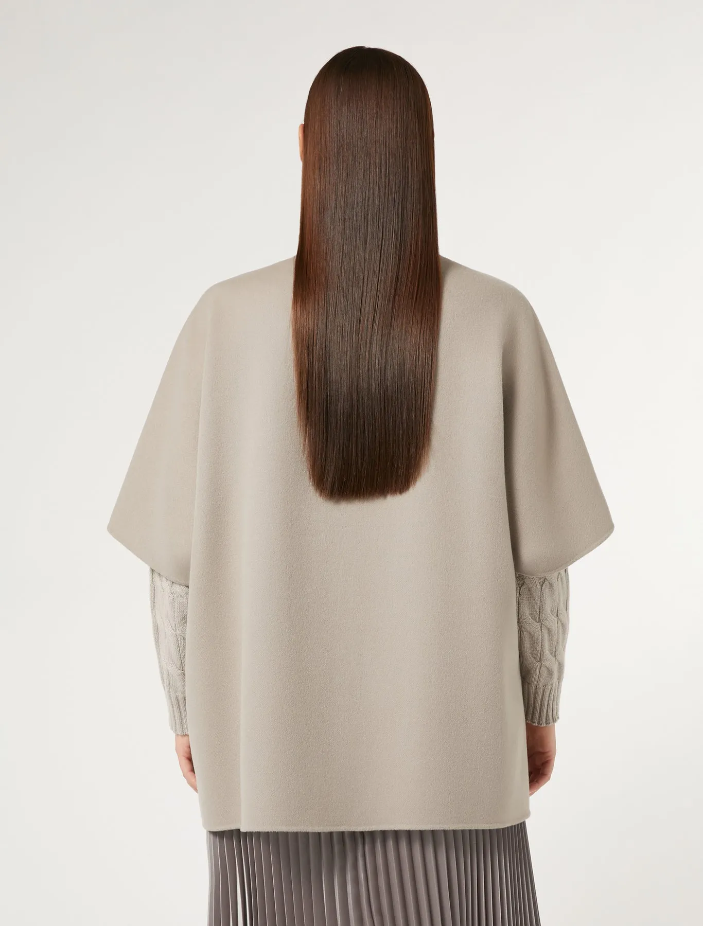 Marina Rinaldi Palau Wool Cape with Patch Pockets in Turtledove