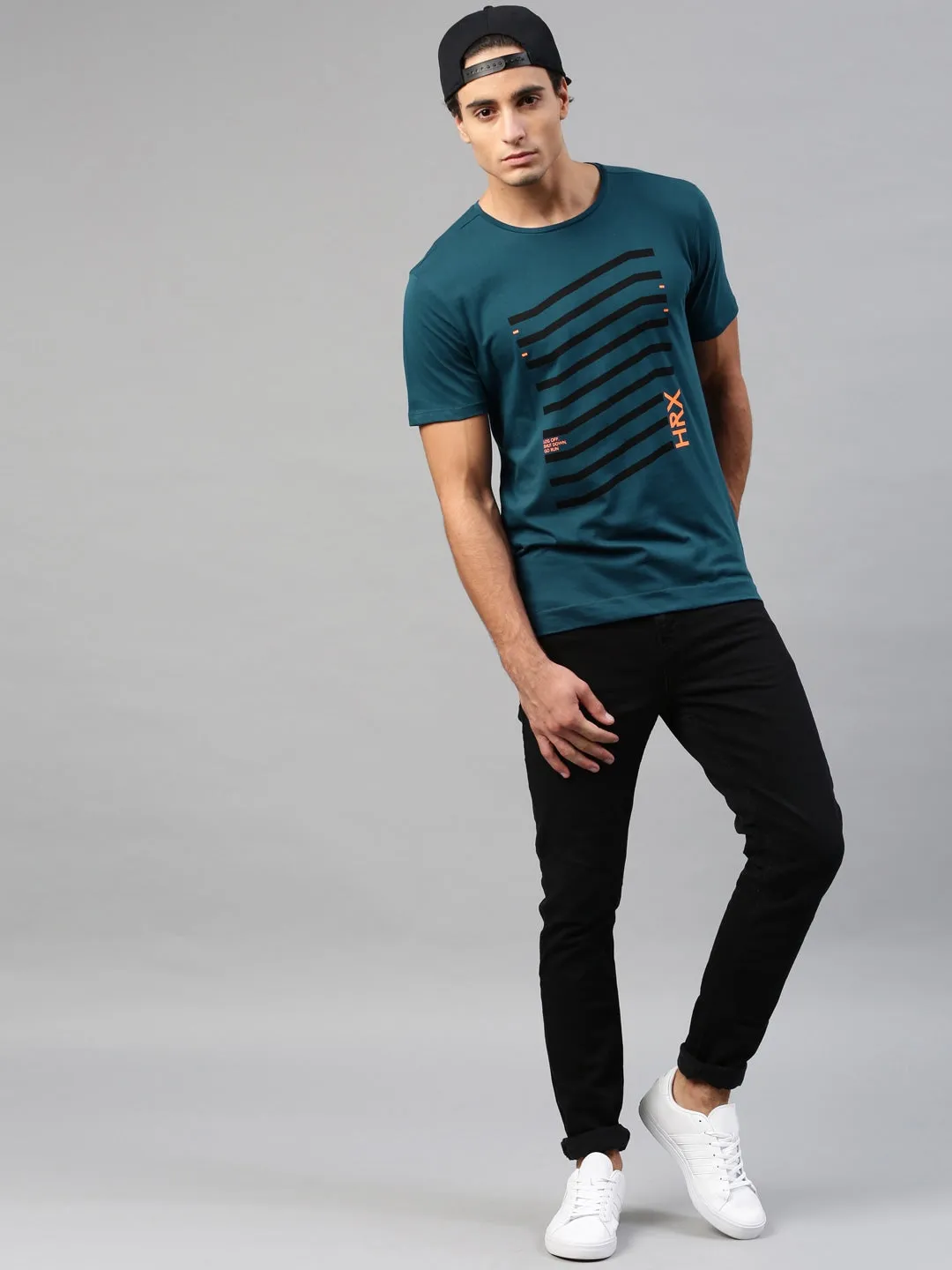Men Teal Blue Printed T-shirt