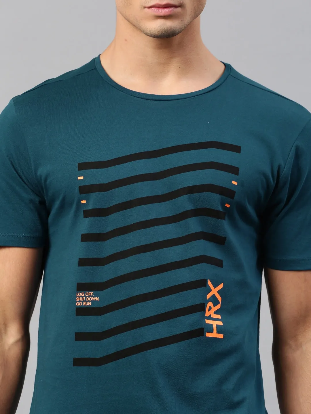 Men Teal Blue Printed T-shirt