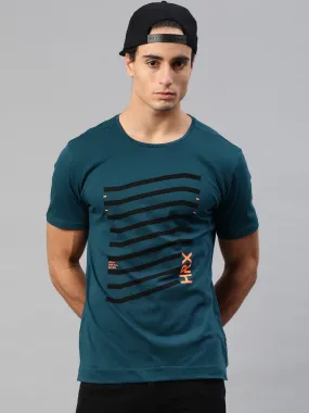 Men Teal Blue Printed T-shirt