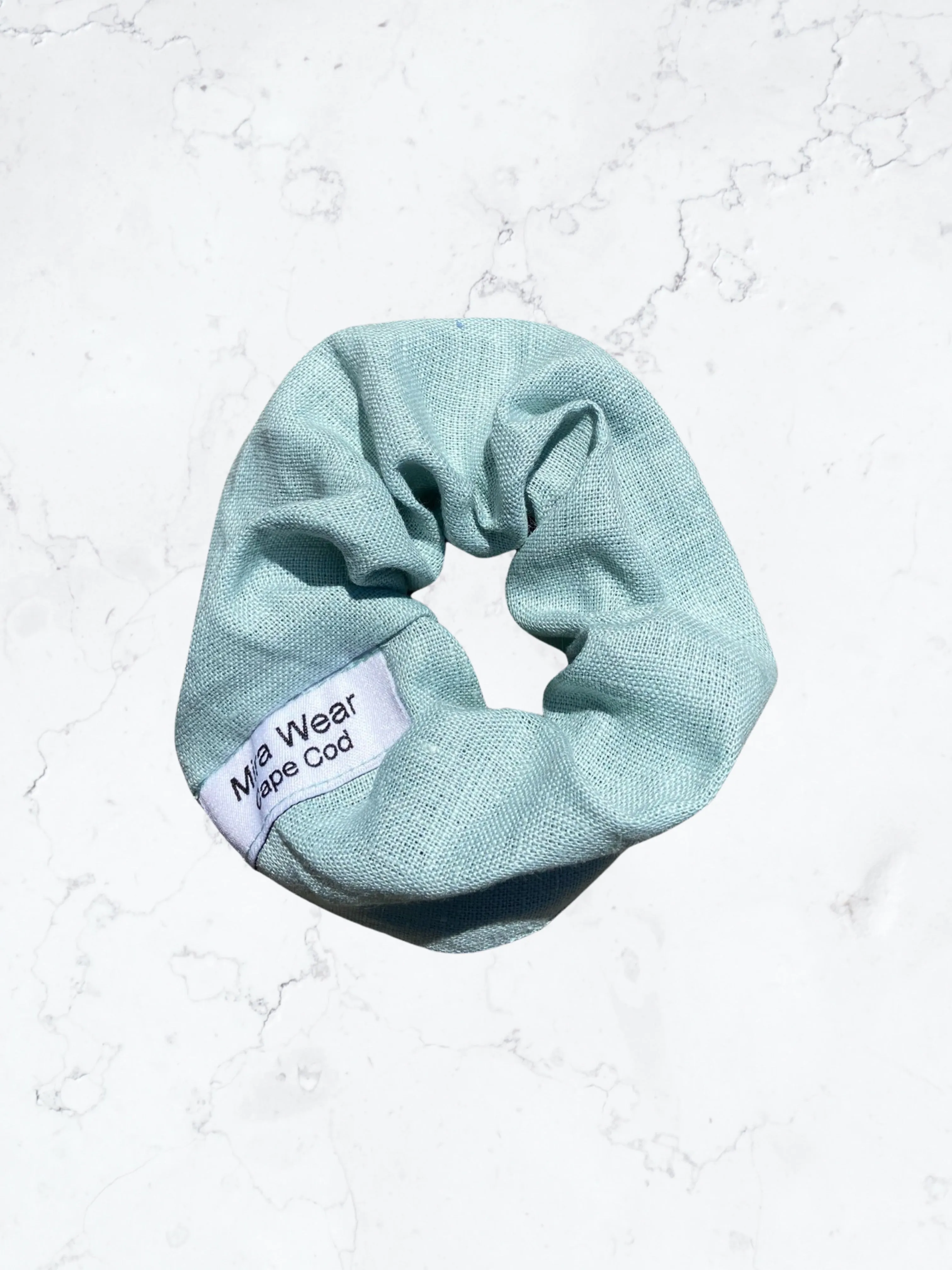 Mint Green Linen Branded Scrunchie