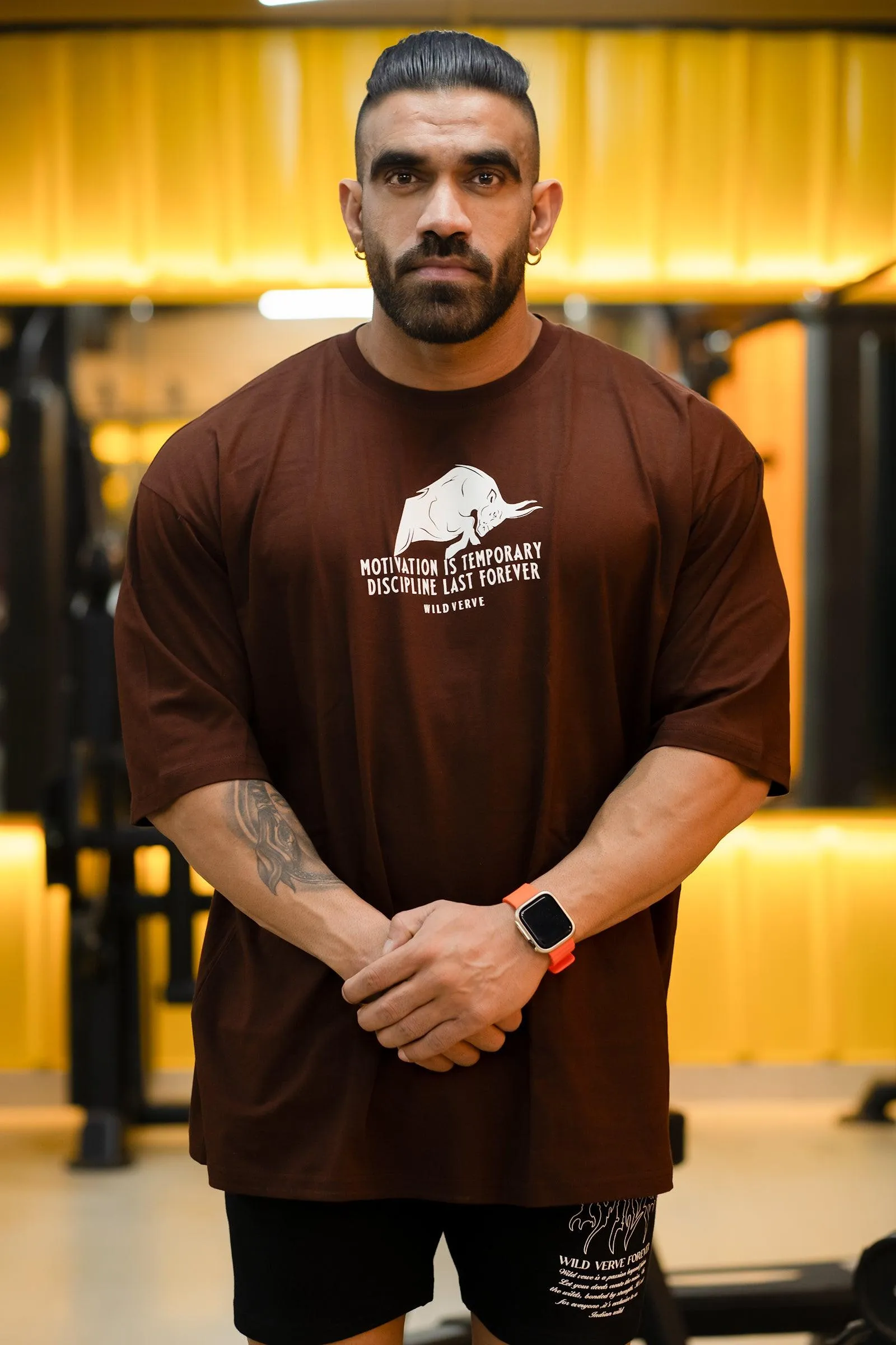 MOTIVATION IS TEMPORARY OVERSIZED T-SHIRT (Brown)