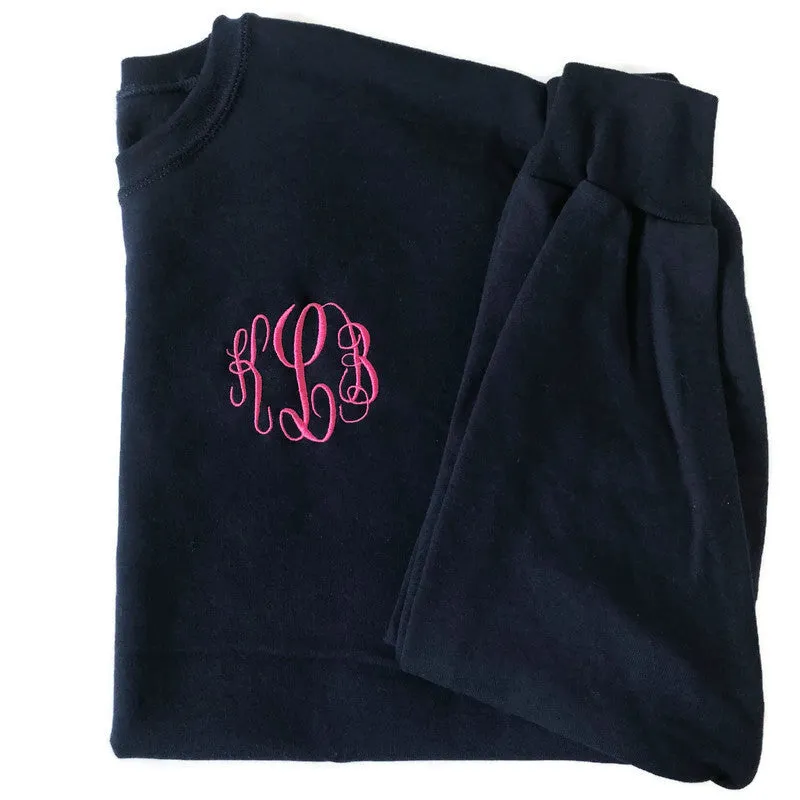 Navy Monogram Crewneck