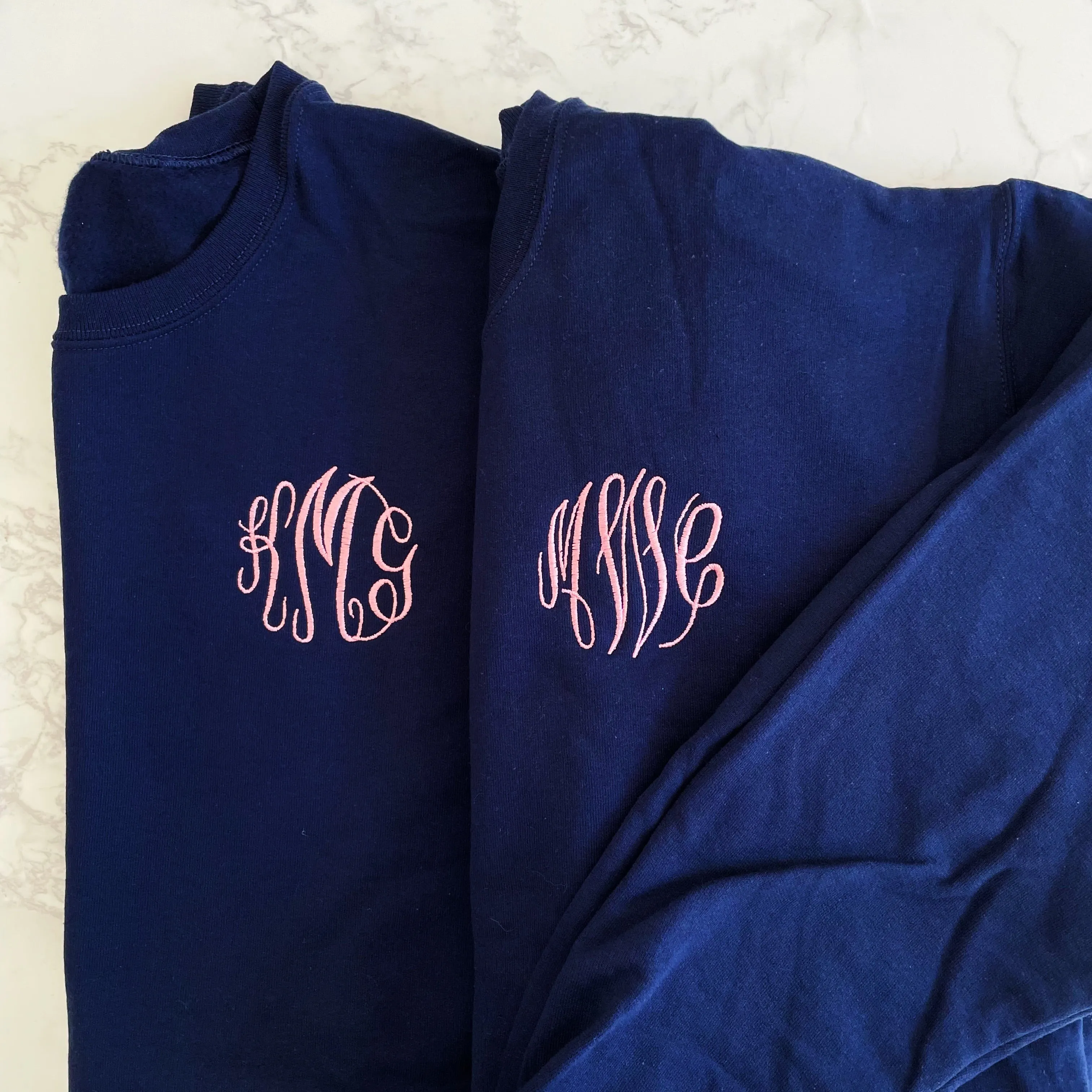 Navy Monogram Crewneck