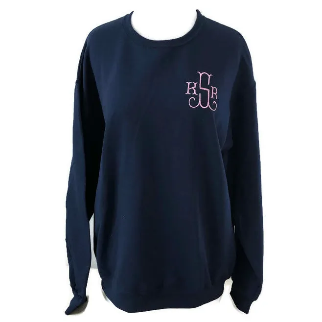Navy Monogram Crewneck