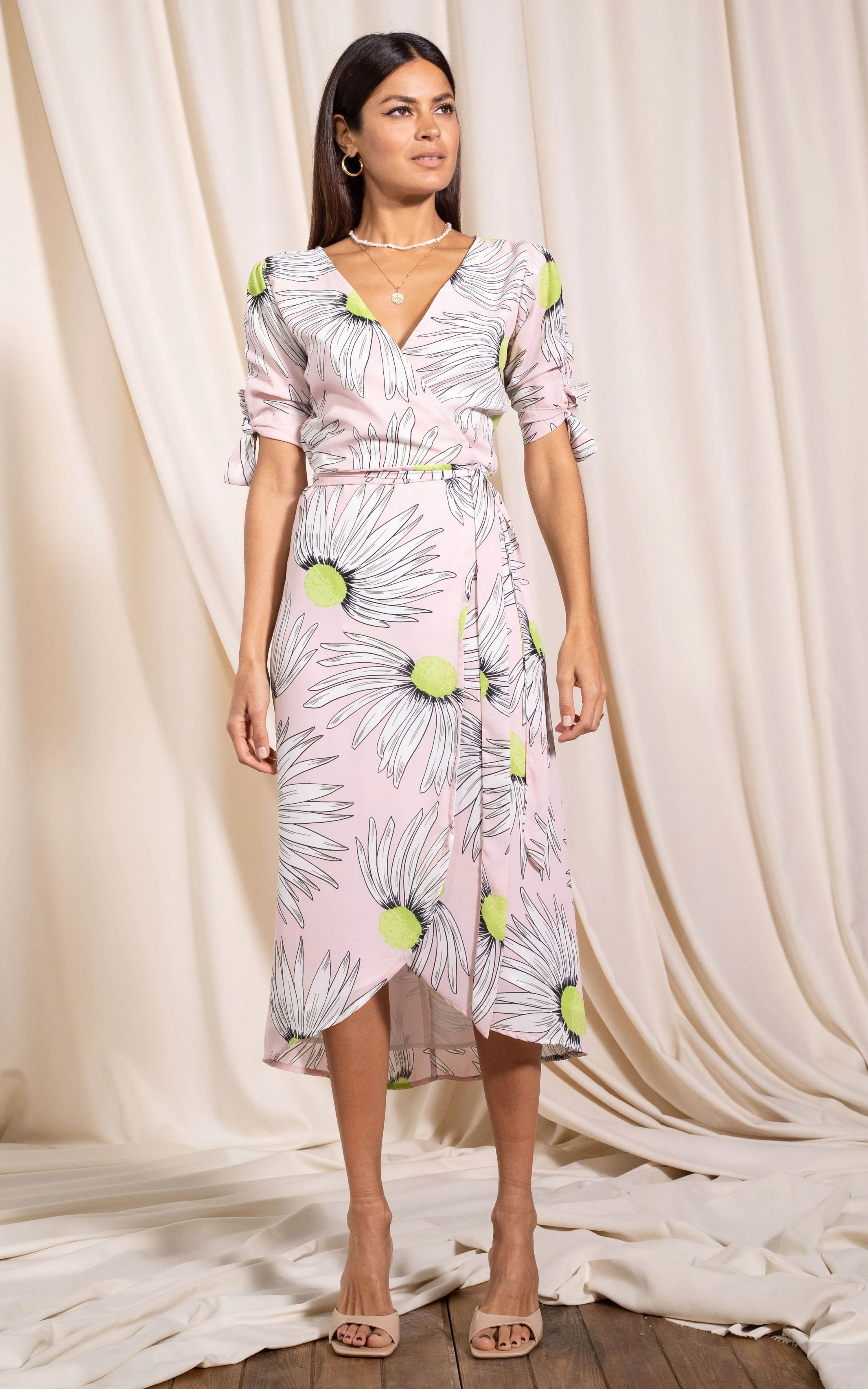 Olivera Midi Dress In Pink Echinacea