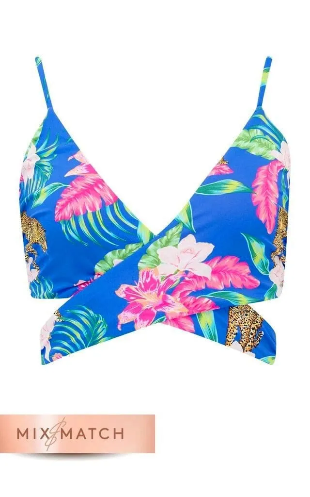 Oyster Top In Blue Tropical Leopard