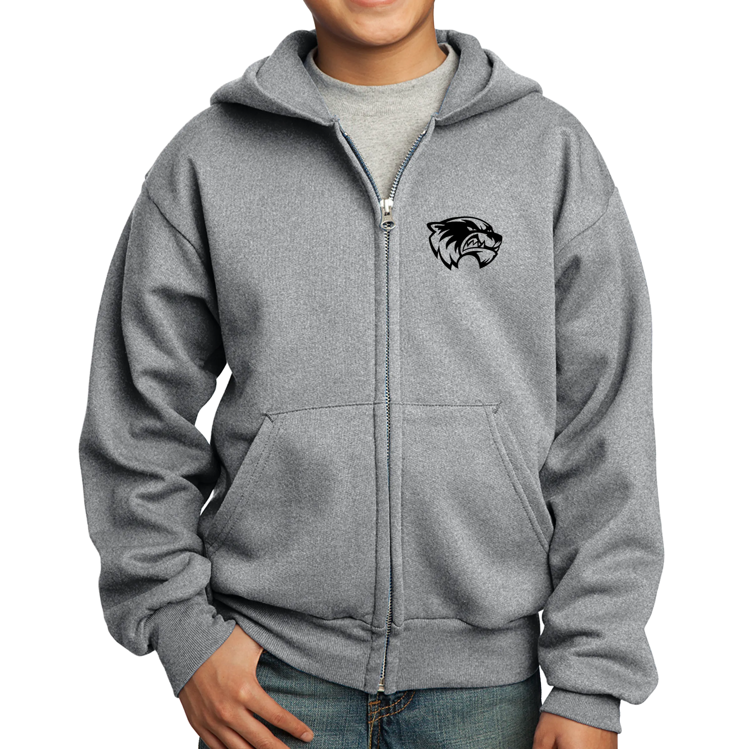 Port & Company Youth Core Fleece Full-Zip Hooded Sweatshirt- Mascot Head