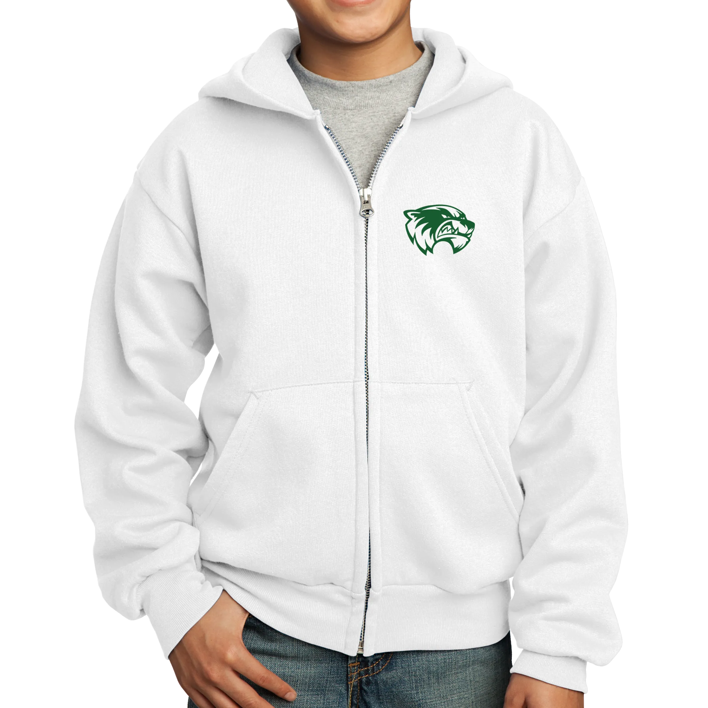 Port & Company Youth Core Fleece Full-Zip Hooded Sweatshirt- Mascot Head