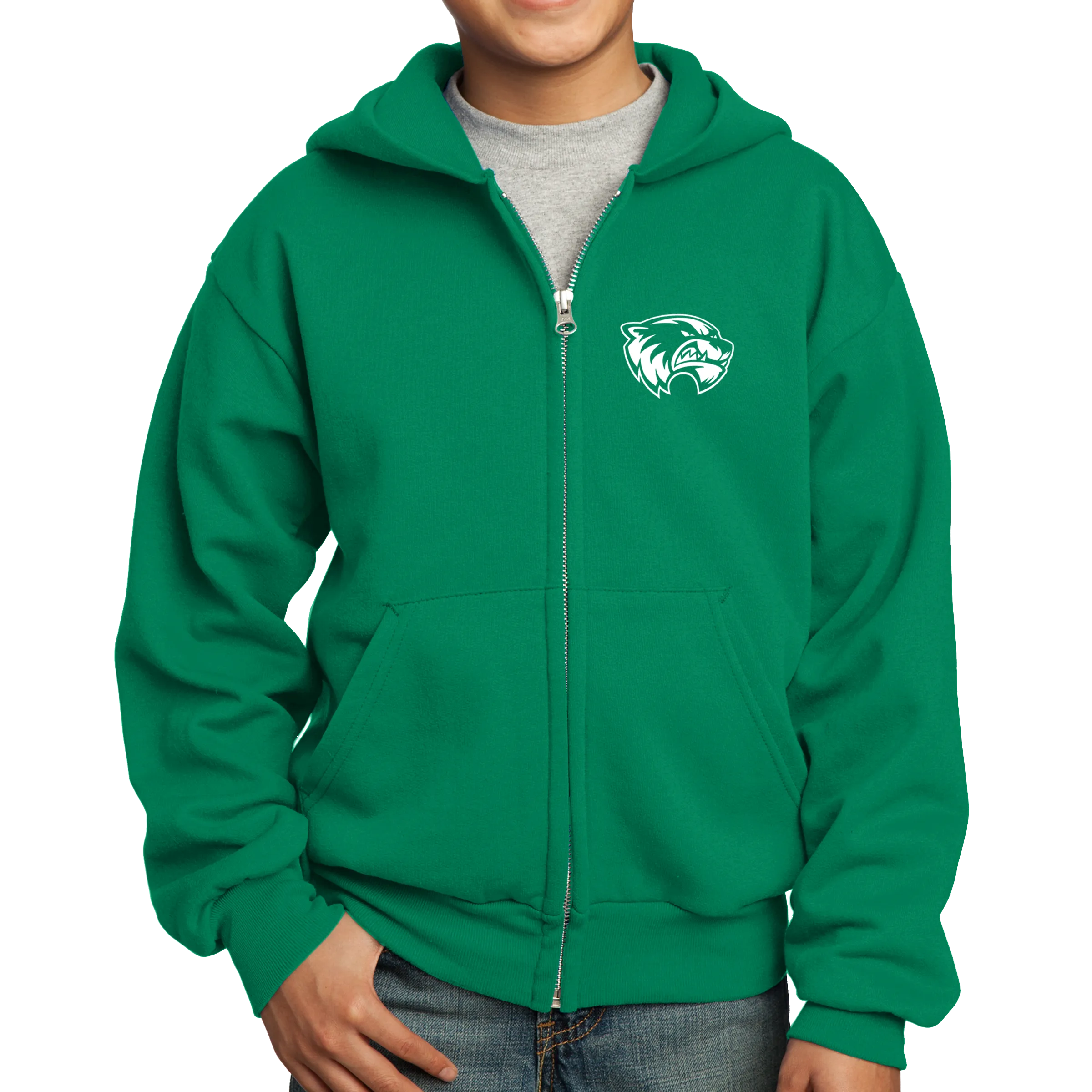 Port & Company Youth Core Fleece Full-Zip Hooded Sweatshirt- Mascot Head