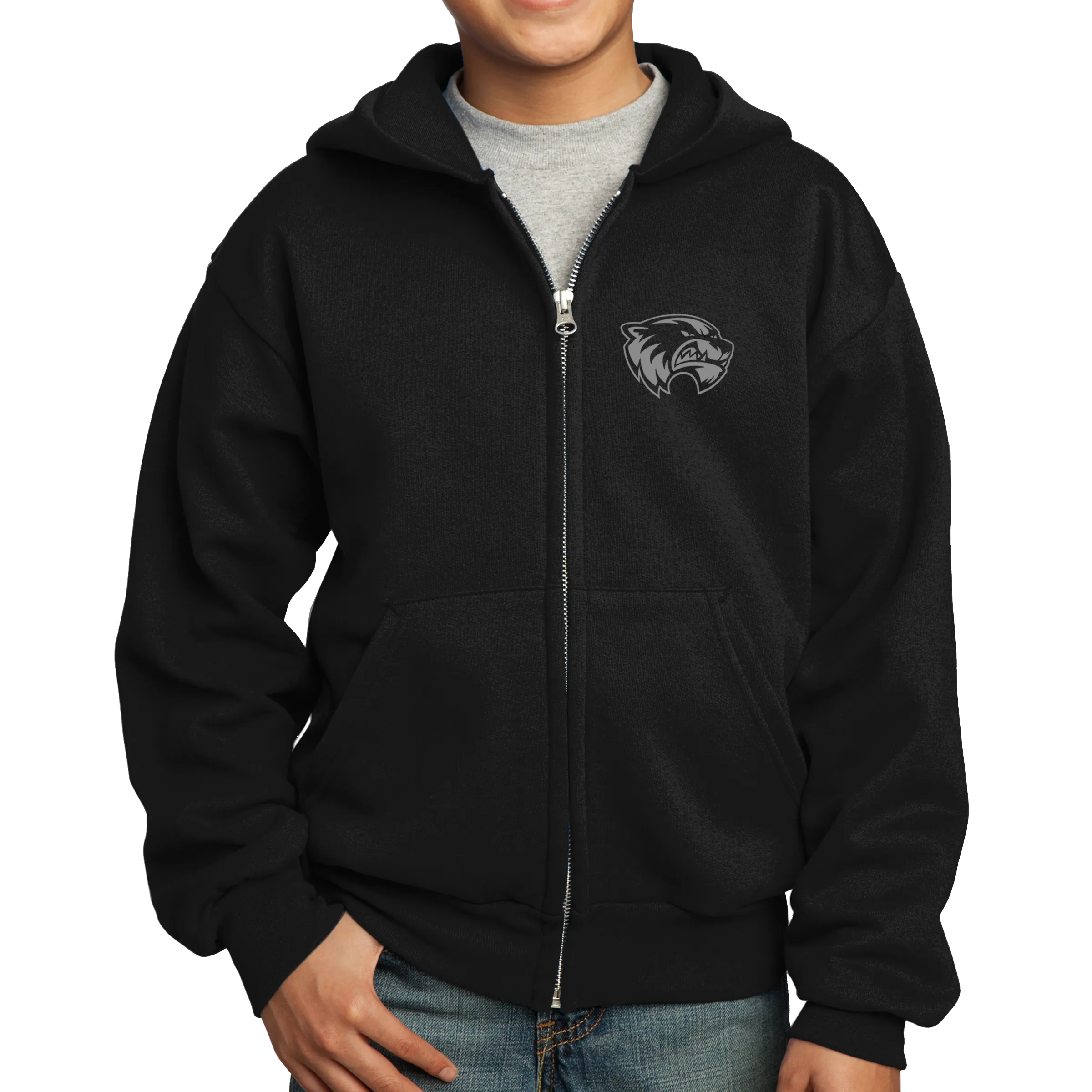 Port & Company Youth Core Fleece Full-Zip Hooded Sweatshirt- Mascot Head