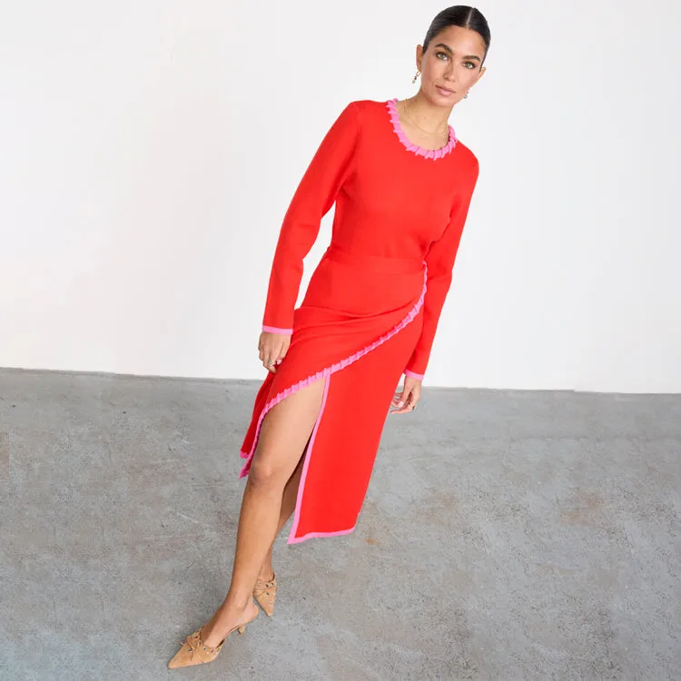 Red and Pink Sydney Wrap Dress