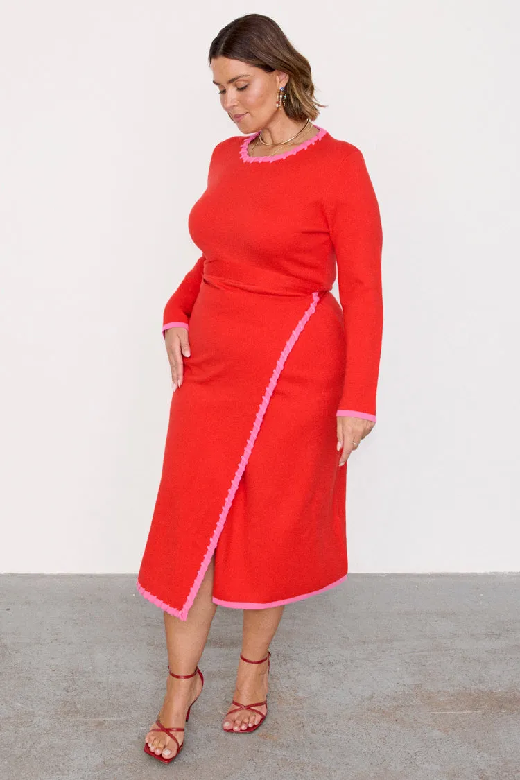 Red and Pink Sydney Wrap Dress