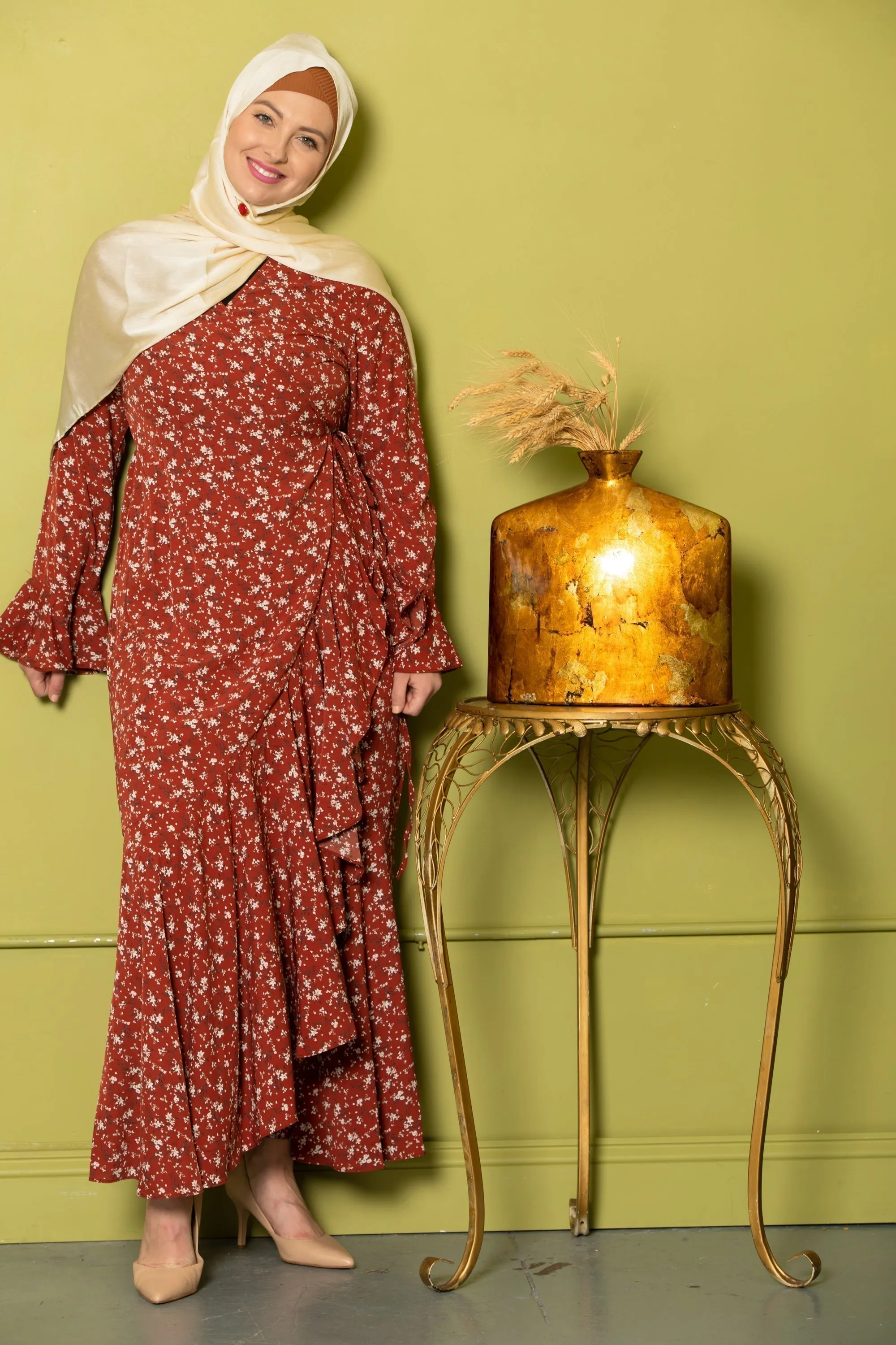 Ruffle Wrap Maxi Dress