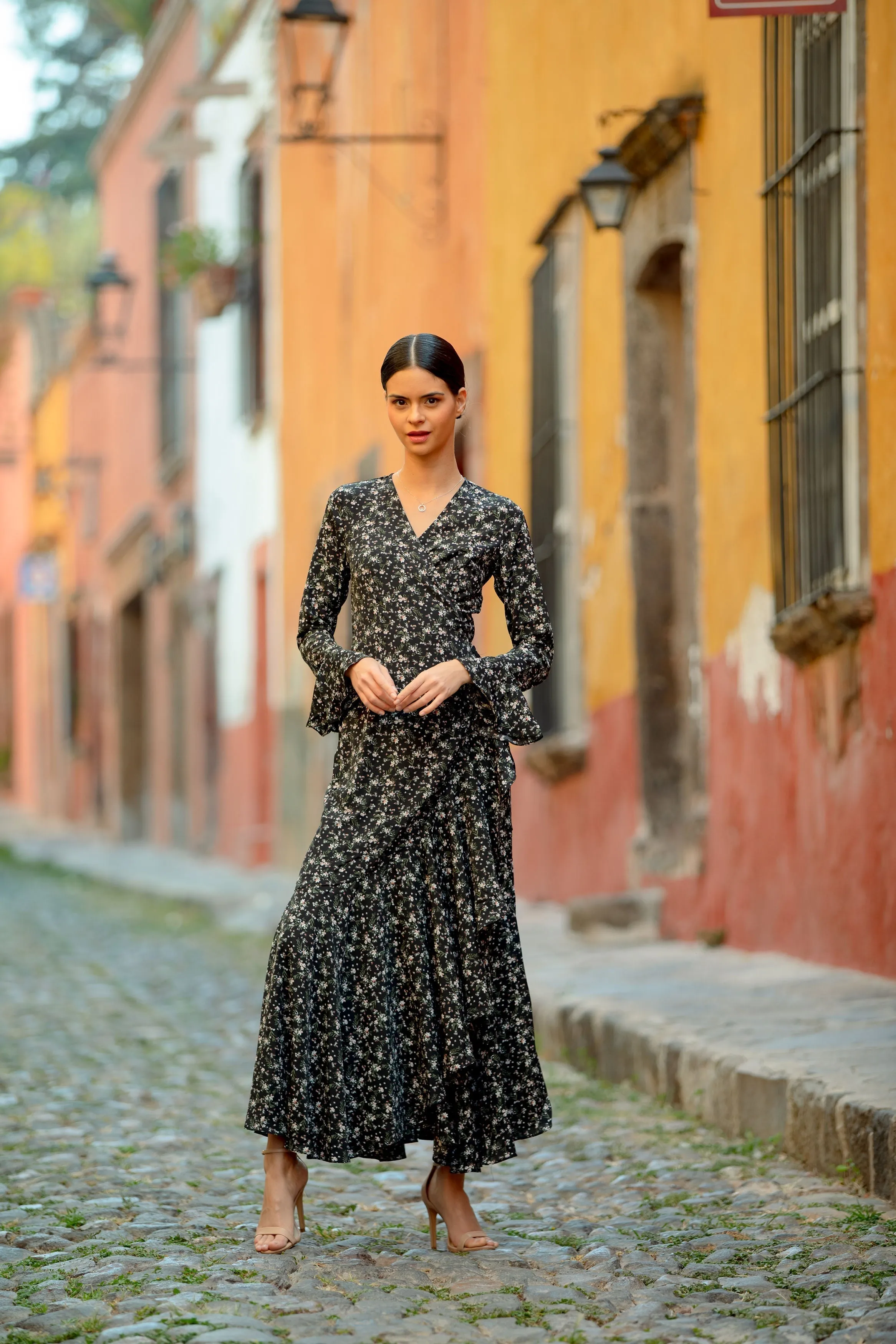 Ruffle Wrap Maxi Dress