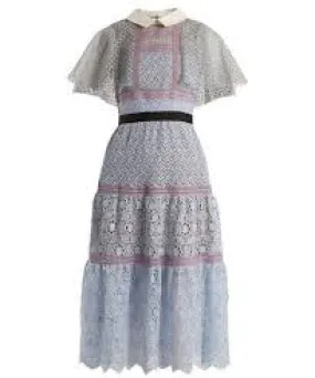Self-Portrait Contrast Collar Lace Midi Dress