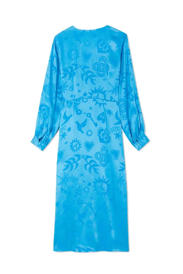 Turquoise Sundazed Summer Vienna Wrap Dress Petite